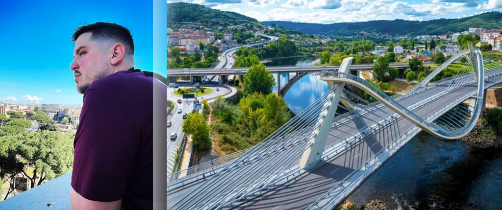 Damian Belmonte Belsol coa Ponte do Milenio en Ourense